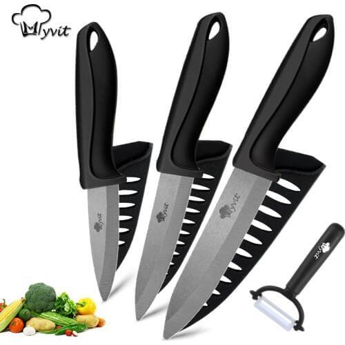 Ceramic Knife 3 4 5 6 inch Kitchen Knife Set Fruit Vegetable Utility Slicing Zirconium Black Blade Chef Knives