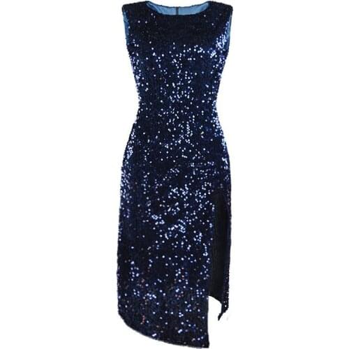 Nightclub wear Sexy Women Dress Sexy Irregular Sequined Split Dress Bodycon Party Dresses Wedding Prom Formal Dress Dames Jurken