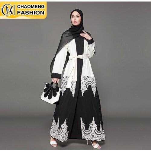 New Arrival Elegant High Quality Arab Women Maxi Dress Dubai Turkish Open Abaya With Embroidery Loose Burqa Islamic Clothing