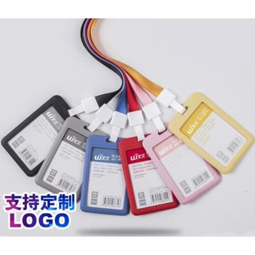 1PCS Work Card Holders With Rope Student Plastic Card Holder Employee Name ID Card Cover Metal Work Badge