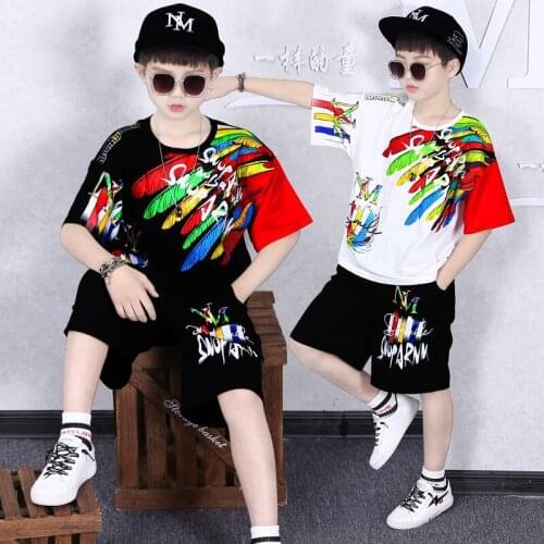 4-14 Years Summer Boy Clothing Set 2021 New Fashion Casual Active T-shirt+ Pant Kid Children Boy Teenager Clothing