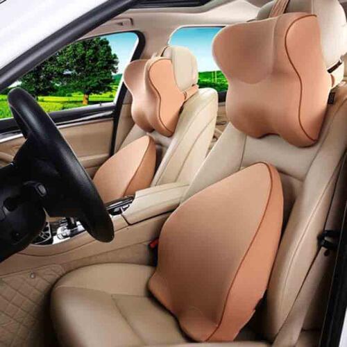 Car Seat Neck Pillow Sets Memory Cotton Waist Support Cushion Breathable Auto Head Rest Lumbar Supports Interior Accessories