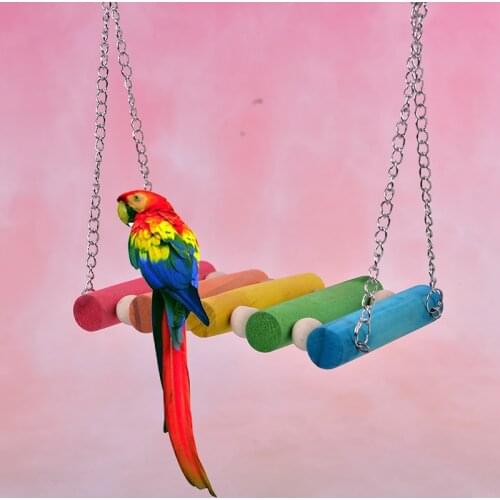 Bird Hanging Swing Toys Wood Parrot Parakeet Perches Finches Pets Accessories Hanging Chew Toys For Birds Swing Bridge Toys