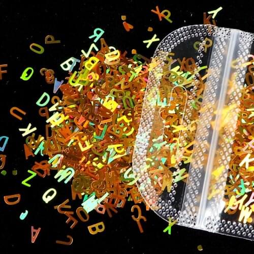 Resin Filler DIY Glitter Flakes Bag Letter Alphabet Sequins Flakes for Epoxy Resin Mold Clay Slime Filling Handmade Craft Making