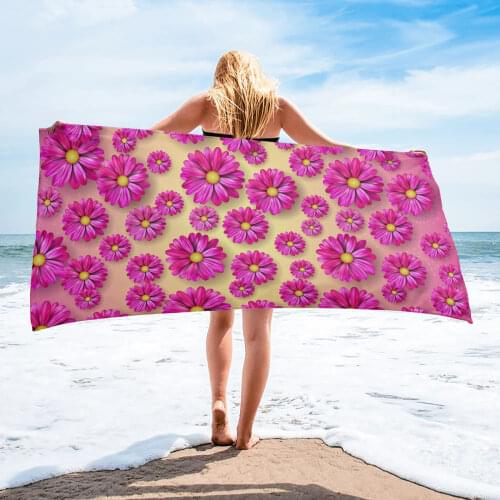 Pink Daisy Flower Texture Gradient Bath Towel Microfiber Beach Towels Quick-Dry Bath Towels for Adults Yoga Mat