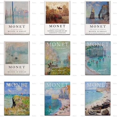 Monet Exhibition Poster, Beach And The Falaise D'Amont, Fishing Boats Leaving The Harbour, Floral Home Decor Canvas Wall Prints