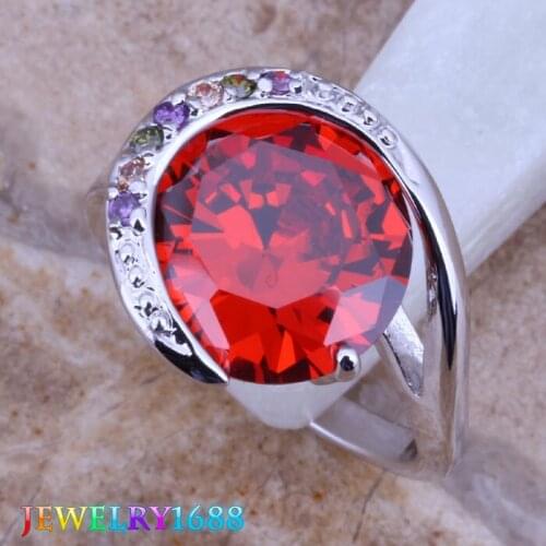 Attractive Multicolor Multigem Garnet Silver Plated Ring Size 6 / 7 / 8 / 9 D225