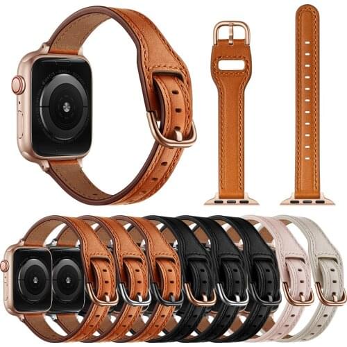 Genuine Cow Leather Strap for Apple Watch 6 SE 5 4 3 2 Women girl Bracelet Belt Band for iWatch series 6 SE 40mm 44mm 42mm 38mm