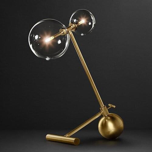 Modern Metal LED Table Lamp Double Head Glass Table Light Gold Desk Lamps For Bedroom Bedside Reading Room Table Lighting TA004
