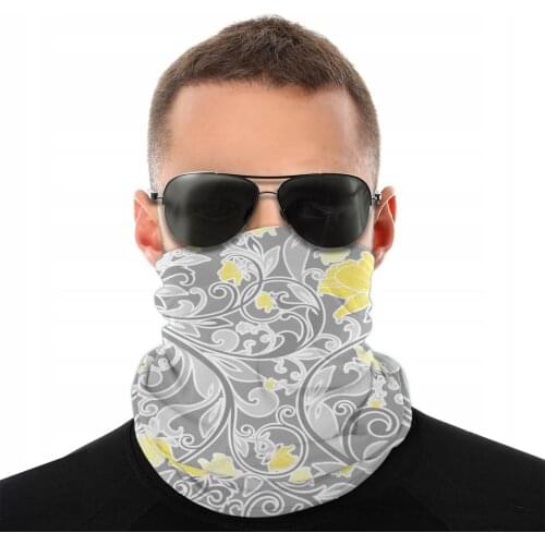 Modern Gray Swirly Floral Scarf Half Face Mask Unisex Fashion Tube Mask Neck Bandanas Multi-functional Headwear Biking Hiking