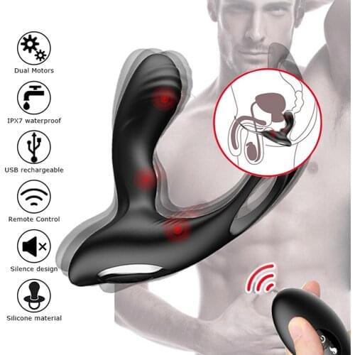 USB Charging Vibrating Ring Male Sex Toy Heating Prostata Massager for Men Waterproof Vibrator Remote Control Anal Butt Plug