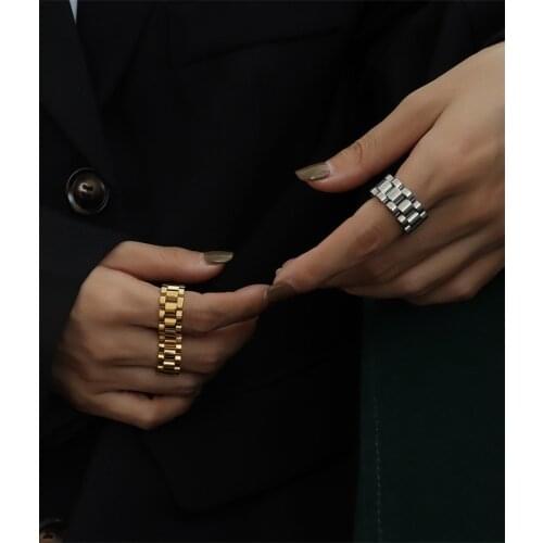 YUN RUO 2021 New Arrival Woman Man Couple Steel Strap Ring 18 K Gold Plated Fashion 316 L Stainless Steel Ring Jewelry Accessory