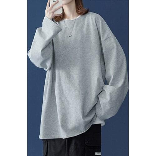 Roslight Women Long Sleeve T Shirt Ladies Tee Shirt Oversized Sweatshirts Girl Casual Crew Neck Pullovers Autumn Top Streetwear