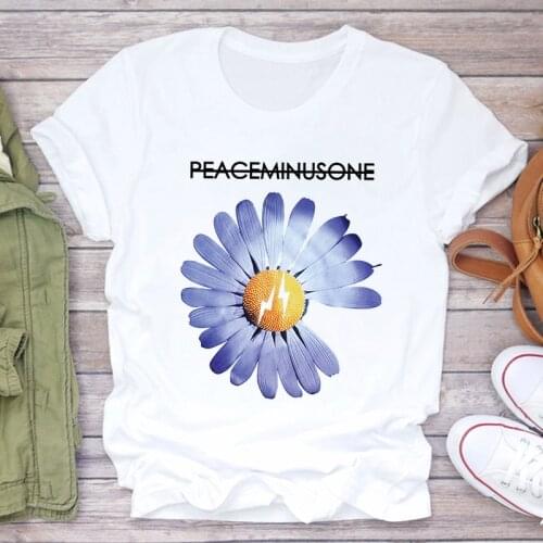 2021 New Summer sunflower Printing Harajuku Graphics Tops Women T-shirt Casual Ladies Basic O-collar Short Sleeved Tshirt Female
