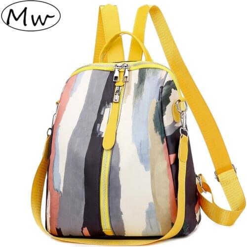 Women Travel Backpack Multifunctional School Bag for Teenage Girls Casual Stitching Printing College Shoulder Bag MD0250