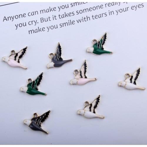 10pcs 17*18MM DIY Enamel Peace Dove Charms For Bracelet Fashion Metal Bird Pigeon Pendants Earring Necklace Jewelry Making