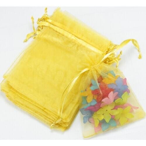 100PCS 5x7cm Gold Organza Jewelry Candy Gift Pouch Bags Wedding Xmas Favors Organza Gift Bag Jewelry Pouch Wedding Favor NEW