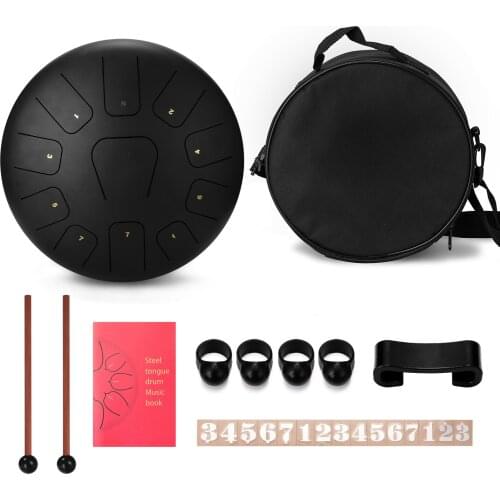 12 inch 11-Tone Steel Tongue Drum Hand Pan Drums with Drumsticks Percussion Musical Instruments