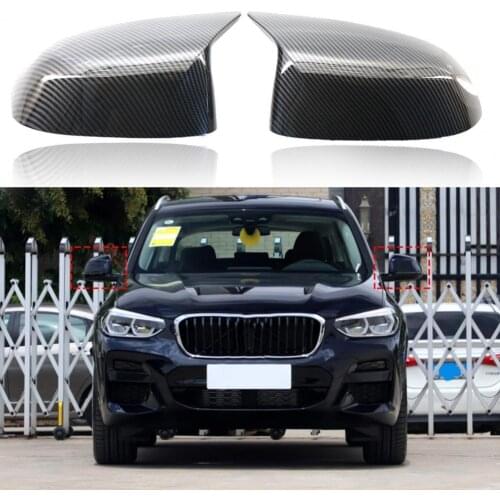 2Pcs Car Side Mirror Cap Modified Part Carbon Grain Left/Right Side Door Mirror Cover for for X3 G01 X4 G02 X5 G05 X6 Accessorie