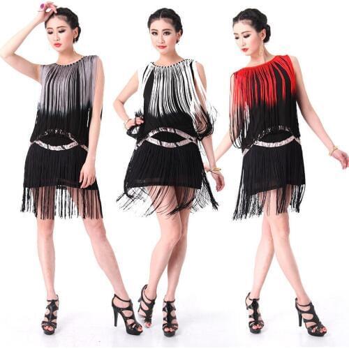 2018 High quality cheap tassel Latin dance dress for women fringe latin dance costume skirt on sale 4 colors available
