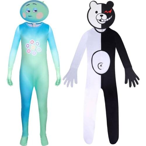 2020 Halloween Jumpsuit Cosplay Costume for Kids Anime Cosplay Green Color with mask Printed Cartoon