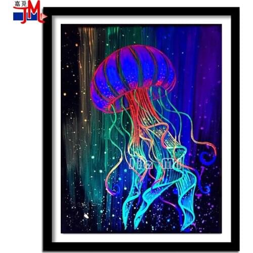 5D DIY Diamond Painting Color Jellyfish Home Decoration Full Square Round Drill Cross Stitch Kit Mosaic Marine Life Embroidery
