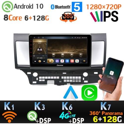 6+128G 1280*720P Android 10 For Mitsubishi EVO Lancer 10 360 Panoramic Camera AHD 1080P GPS Radio Car Multimedia Player CarPlay