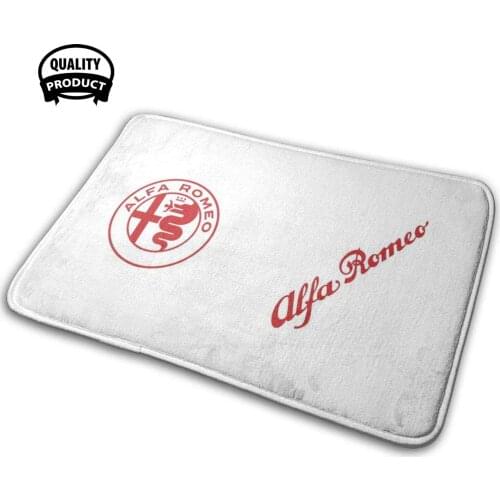 Alfa Badge & Script-Red/White Soft House Family Anti-Slip Mat Rug Carpet Alfa Alfa Romeo Alfa Alfa Script