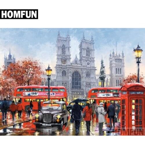 HOMFUN Full Square/Round Drill 5D DIY Diamond Painting "Street scenery" Embroidery Cross Stitch 5D Home Decor Gift A04070