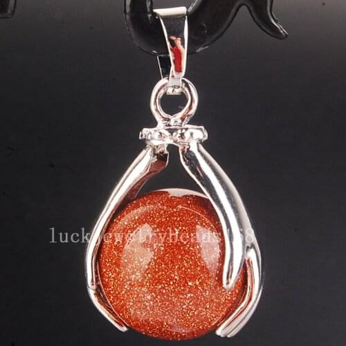 Free Shipping Women Fashion Jewelry 18x28mm Goldstone Round Hand Women Men Pendant Bead C4094