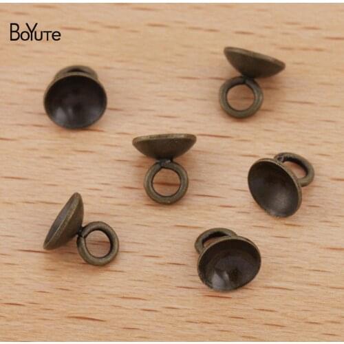 BoYuTe (100 Pieces/Lot) 5-8-10MM Metal Brass End Hanging Clasps Diy Handmade Jewelry Making Materials