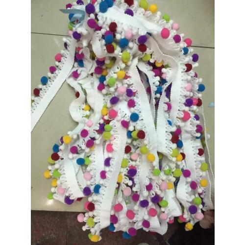 4-4.5cm milk fibre colorful ball lace fringe trim,13-15yards per batch,XERY-AT160429A
