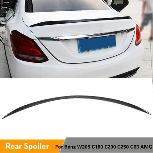 For Mercedes-Benz W205 C Class C180 C200 C250 C63 AMG Sedan 2015 2016 2017 Rear Trunk Spoiler Boot Lip Wing Carbon Fiber