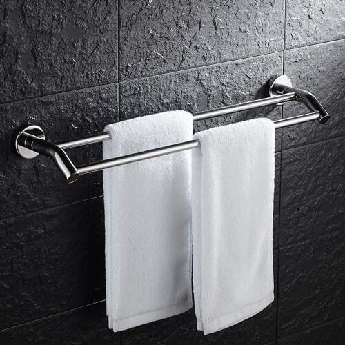 Stainless Steel Double Towel Bar Holder Bathroom Hardware Round Modern Design Towel Rack Bathroom Accessories