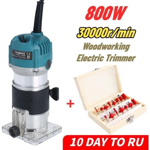 800W 3000rmp Woodworking Electric Trimmer Wood Milling Engraving Slotting Trimming Machine Carving Machine Router Wood
