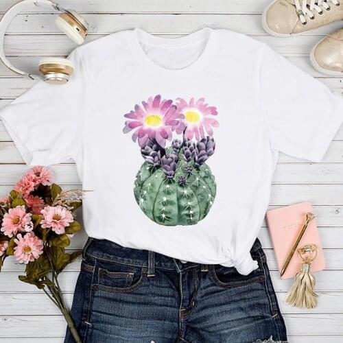 T-shirts Women Plant Flower Floral Cactus 90s Fashion Spring Summer Tshirt Top Lady Graphic Female Print Clothes Tee T-Shirt