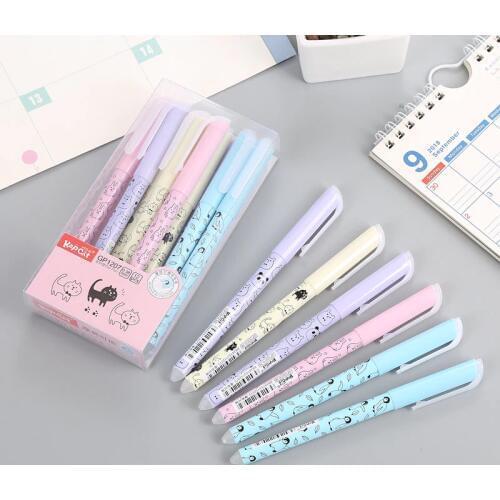 4 pcs/lot Cat Animal Erasable Gel Pen Cute 0.38 mm blue ink Signature Pen Escolar School writing Supply Promotional Gift
