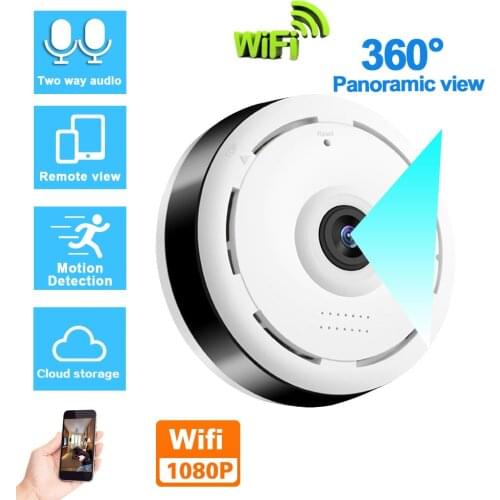 Fisheye CCTV Camera Wifi 360 IP Panoramic Indoor Home Two Way Audio Mini Wireless Security Surveillance Camera 1080P IP Cam 2MP
