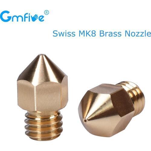 GmFive Swiss MK8 Brass Nozzle 1.75MM Filament 0.2/0.4/0.6/0.8MM m6 For cr10 Heat Block J-head Hotend Ender 3 3D Printer Parts