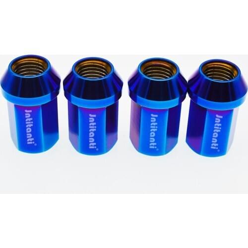 M12*1.5*35 Blue high strength full hex Gr5 titanium car wheel nut