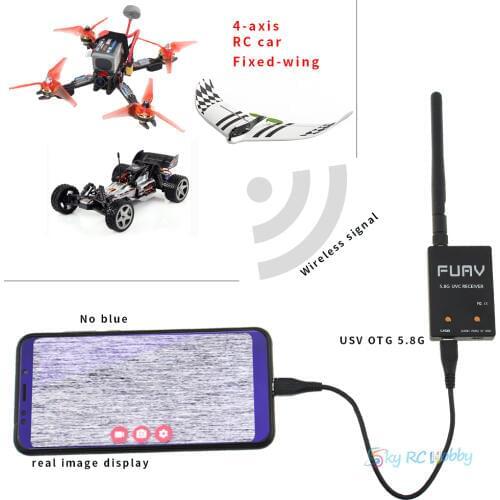 Upgrated FPV Single Dual Receiver Mini OTG 5.8G 150CH Mini FPV Receiver UVC Video Downlink OTG Glasses Android Phone