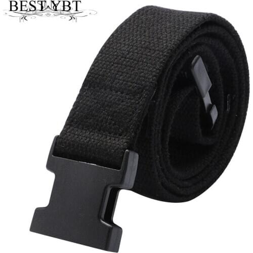 Best YBT Canvas Mens Belt Plastic Insert Buckle Belt Fashion Prevent Allergy Outdoor Military Training Sport Casual Men Belt