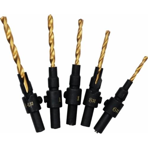 5pcs 6~14mm HSS Woodworking Countersink Drill Bit Set 1/4 Quick Change Hex Shank Screw Carpentry Reamer Chamfer Mill