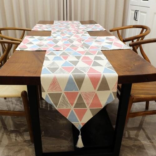 Table Runner Mat Cushion Pink Blue Geometric patterns Soft Comfortable For Home Table Outdoor Wedding Party Table Runners