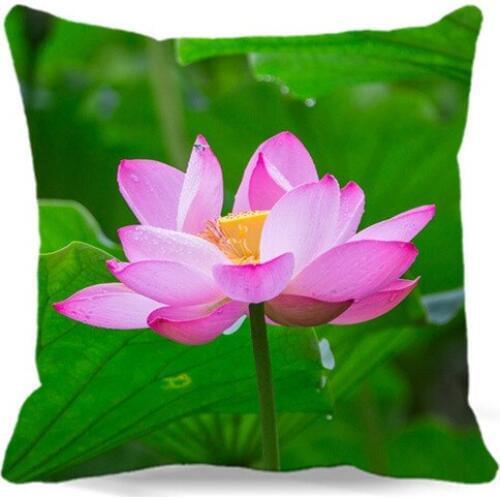 Cotton Polyester 16" 18" 19" 20" 24" 9 style Flowers Lotus pattern square pink green Cushion Cover for Sofa Bed car chair Decor