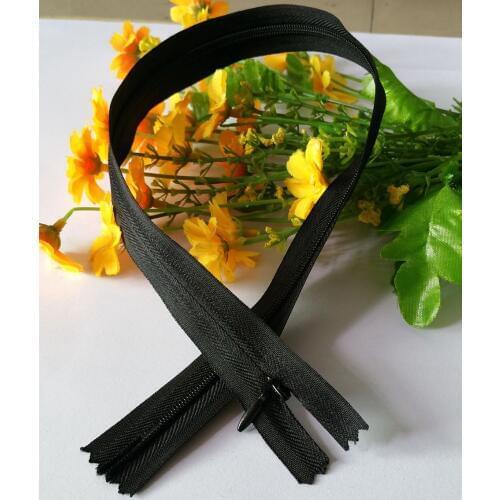 Wholesale 50pcs/lot black Nylon Invisible Zippers 3# 50CM Cushion Zipper Dark Zipper for Sewing Dress Clothes Accessories