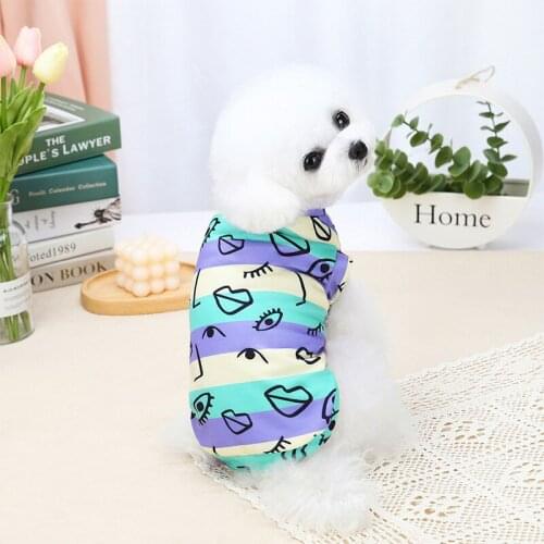 Wholesale New Spring Summer S Dog Clothes For Small Dogs Boy Girls Teddy Print Stripe Vest Costume Puppy Outfit Pet Clothing