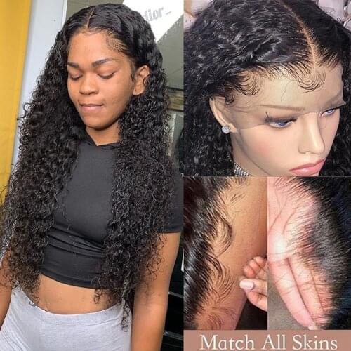 Deep Wave Closure Wig Human Hair Lace Frontal Wigs 13x4 Lace Front Wig Pre Plucked Bleached Knots Wigs Remy 4x4 Frontal Lace Wig