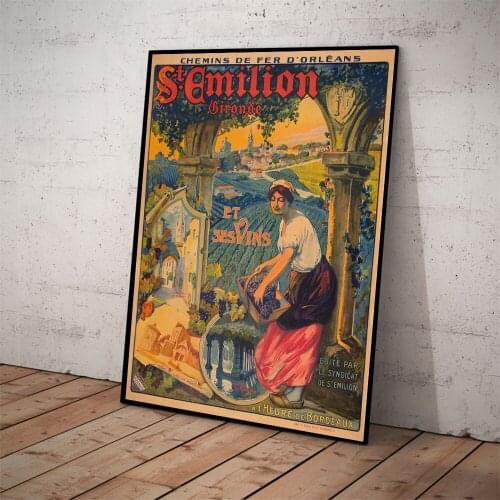 St Emilion Poster French Wine Region Travel Print Vintage Wall Art Canvas Paintings Picture for Living Room Bedroom Home Decor