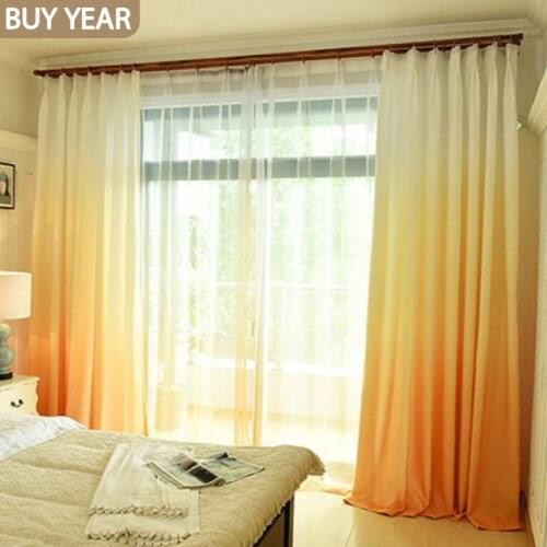Modern Minimalist Curtains for Living Dining Room Bedroom LinenFabric Gradient Color CurtainTulle Finished Product Customization